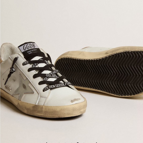 Women's white leather Super-Star with glittery heel tab Size 40 - Picture 3 of 12